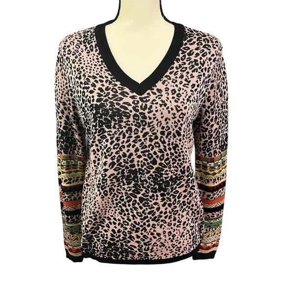 Aldomartins Anthropologie Multicolor Light Wool Blend Knit VNeck Sweater Sz S - Picture 1 of 5